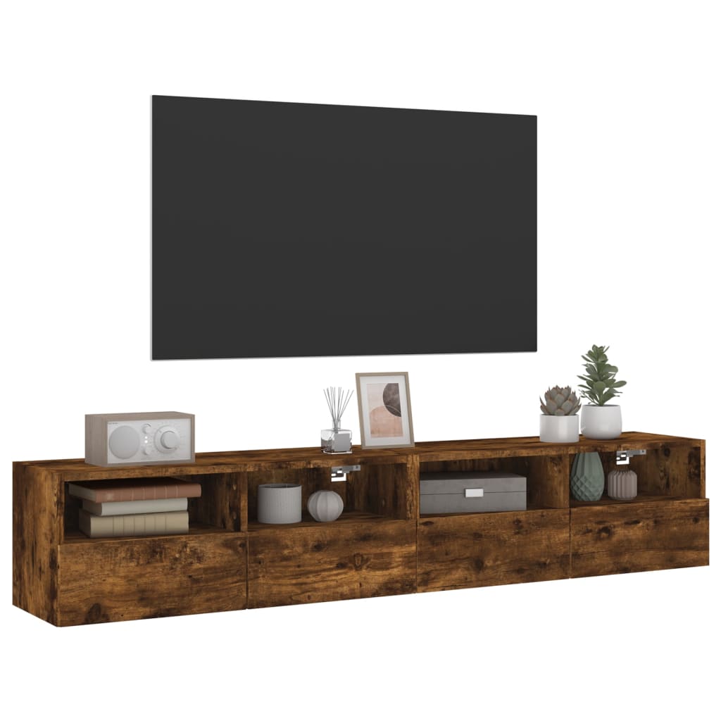 Móveis parede TV 2pcs 80x30x30cm deriv. madeira carvalho fumado