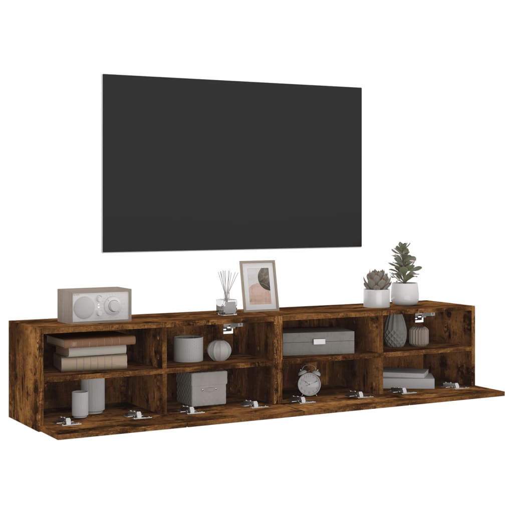 Móveis parede TV 2pcs 80x30x30cm deriv. madeira carvalho fumado