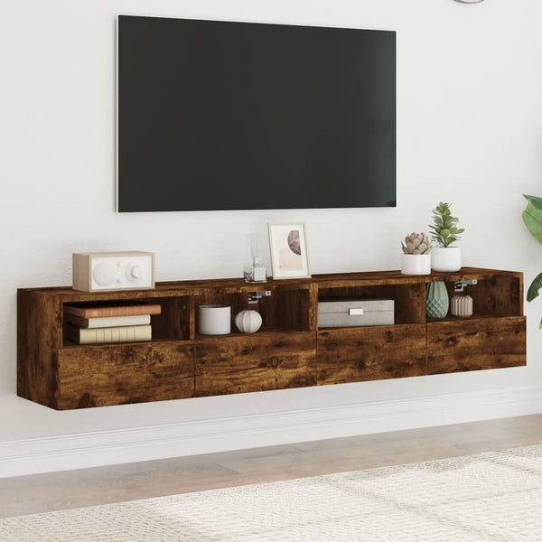 Móveis parede TV 2pcs 80x30x30cm deriv. madeira carvalho fumado