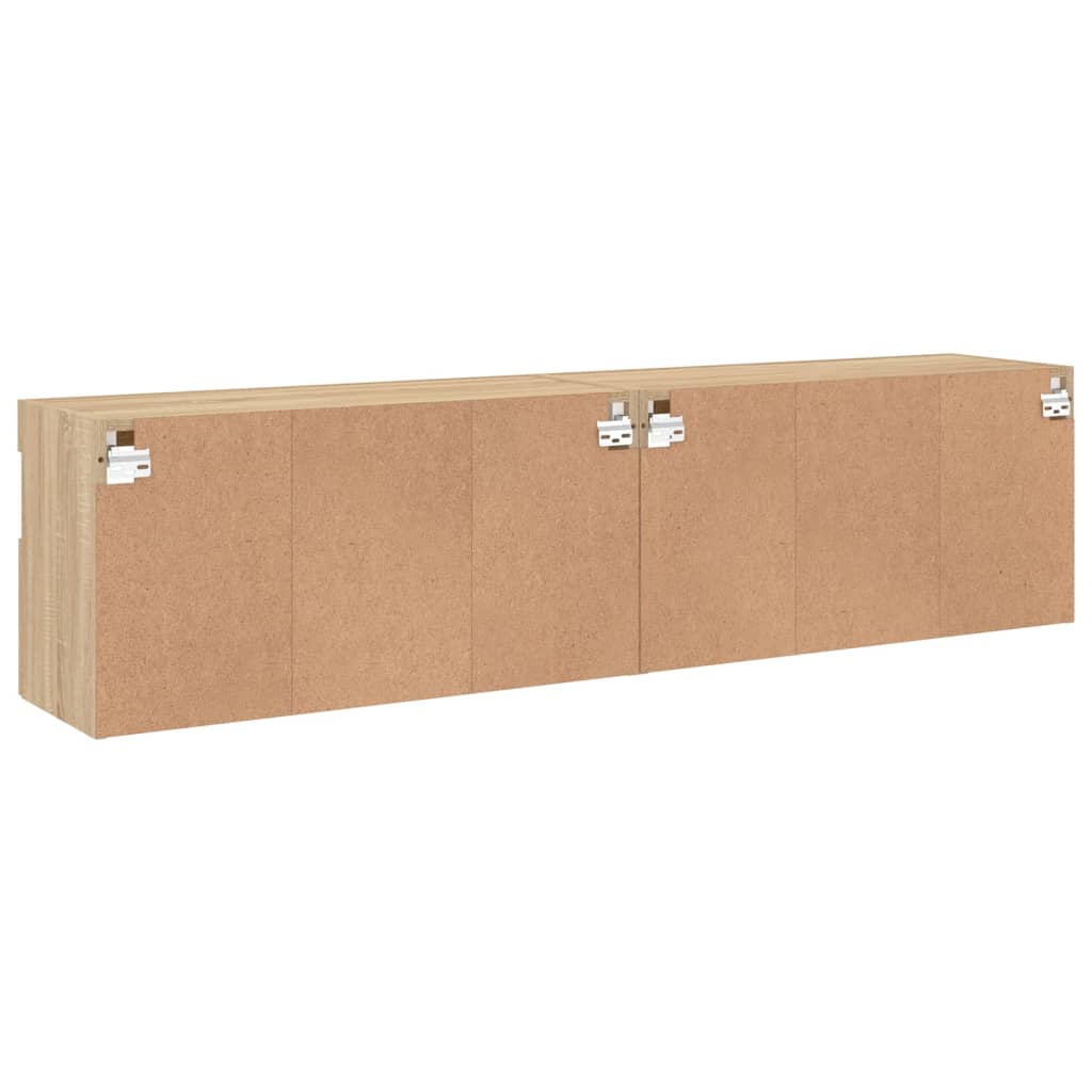 Móveis de parede para TV com luzes LED 2 pcs carvalho sonoma