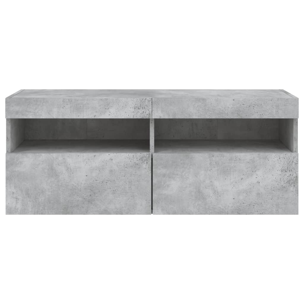 Móvel de parede p/ TV c/ luzes LED 100x30x40 cm cinza cimento