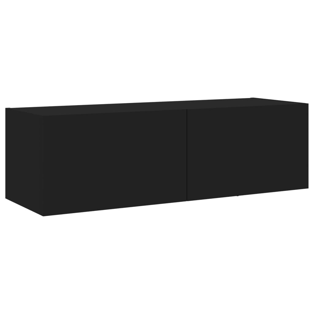 Móvel de parede para TV com luzes LED 100x35x31 cm preto