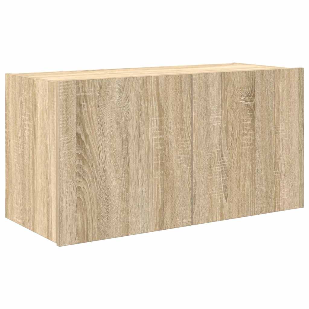 Móvel de parede p/ TV c/ luzes LED 80x35x41 cm carvalho sonoma