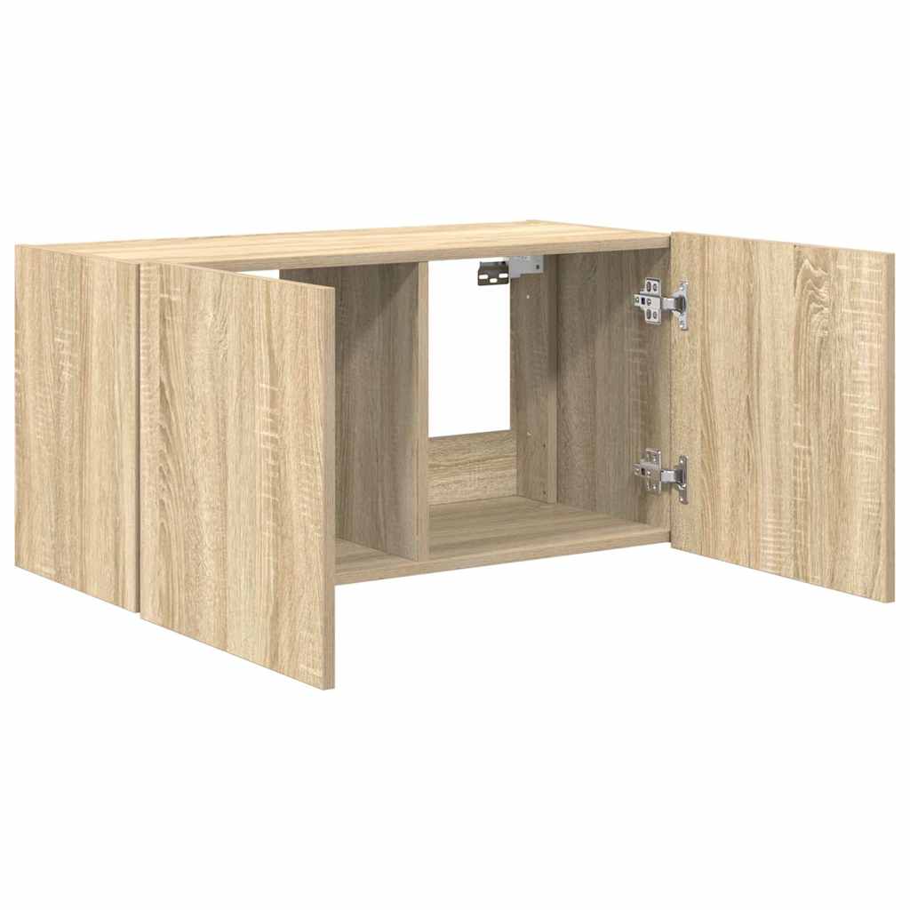 Móvel de parede p/ TV c/ luzes LED 80x35x41 cm carvalho sonoma