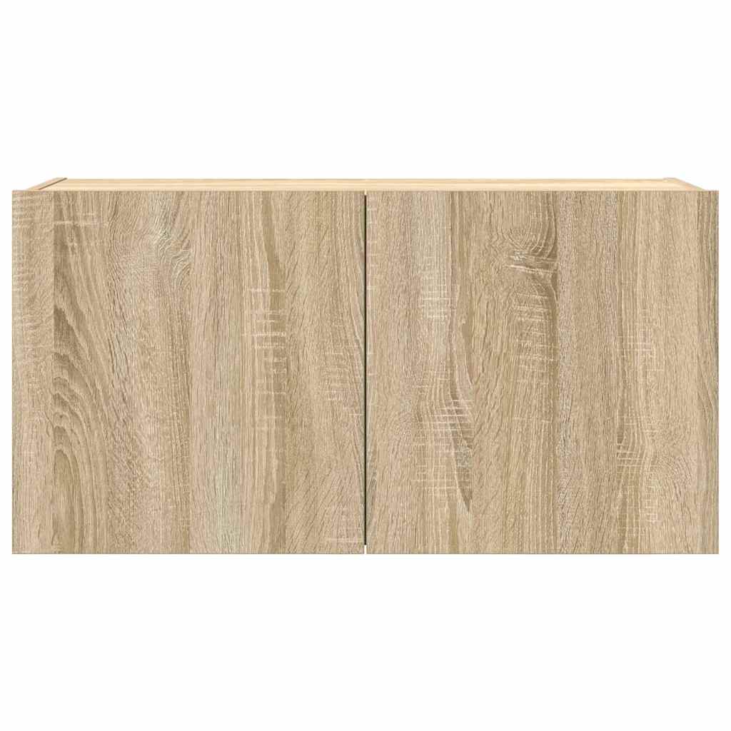 Móvel de parede p/ TV c/ luzes LED 80x35x41 cm carvalho sonoma