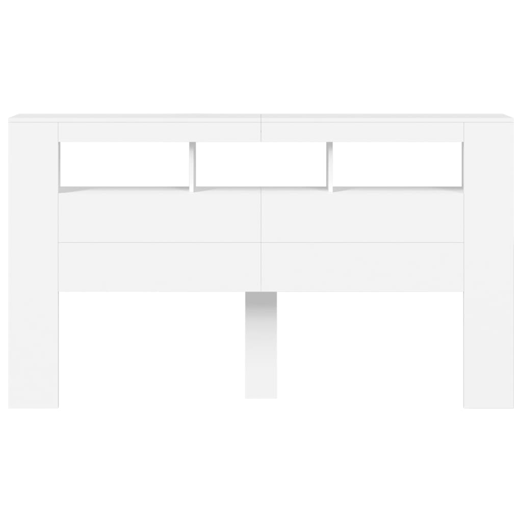 Cabeceira cama c/ LEDs 180x18,5x103,5 cm deriv. madeira branco