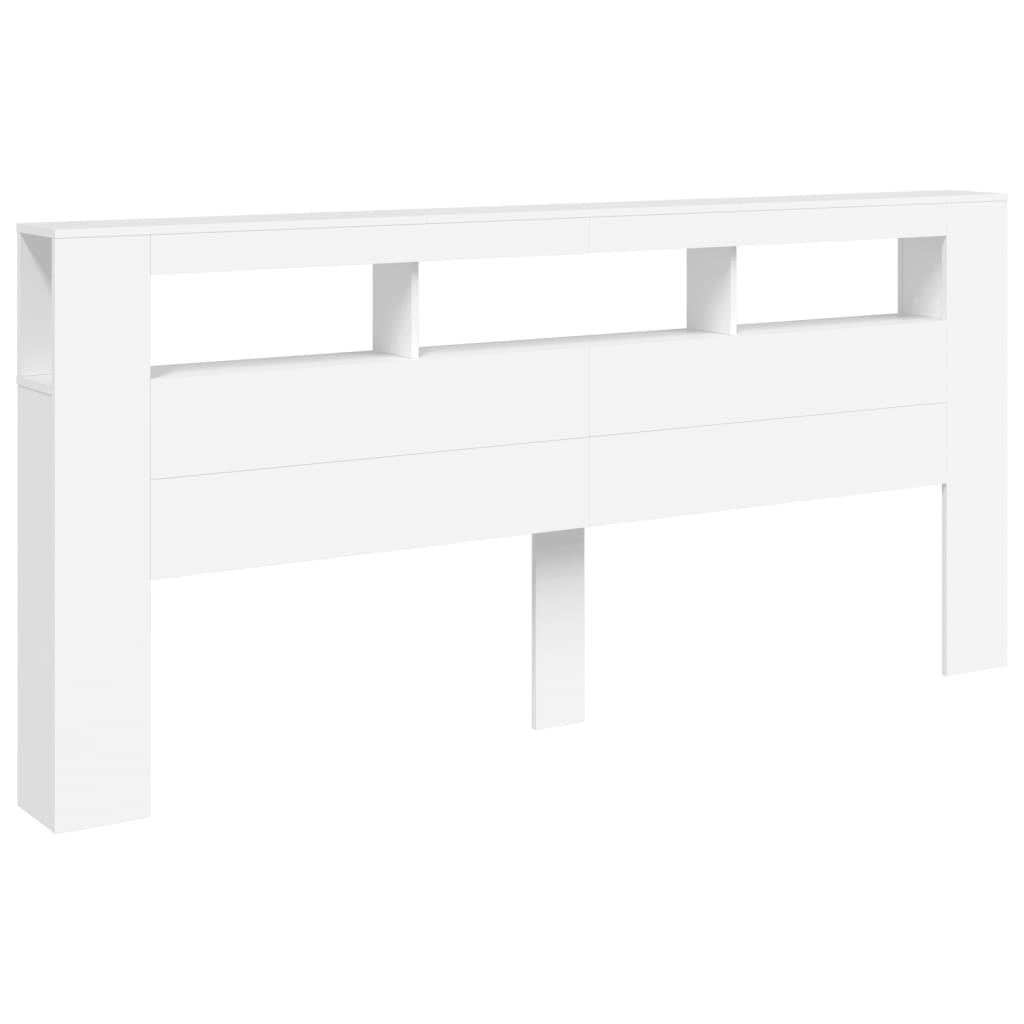 Cabeceira cama c/ LEDs 220x18,5x103,5 cm deriv. madeira branco