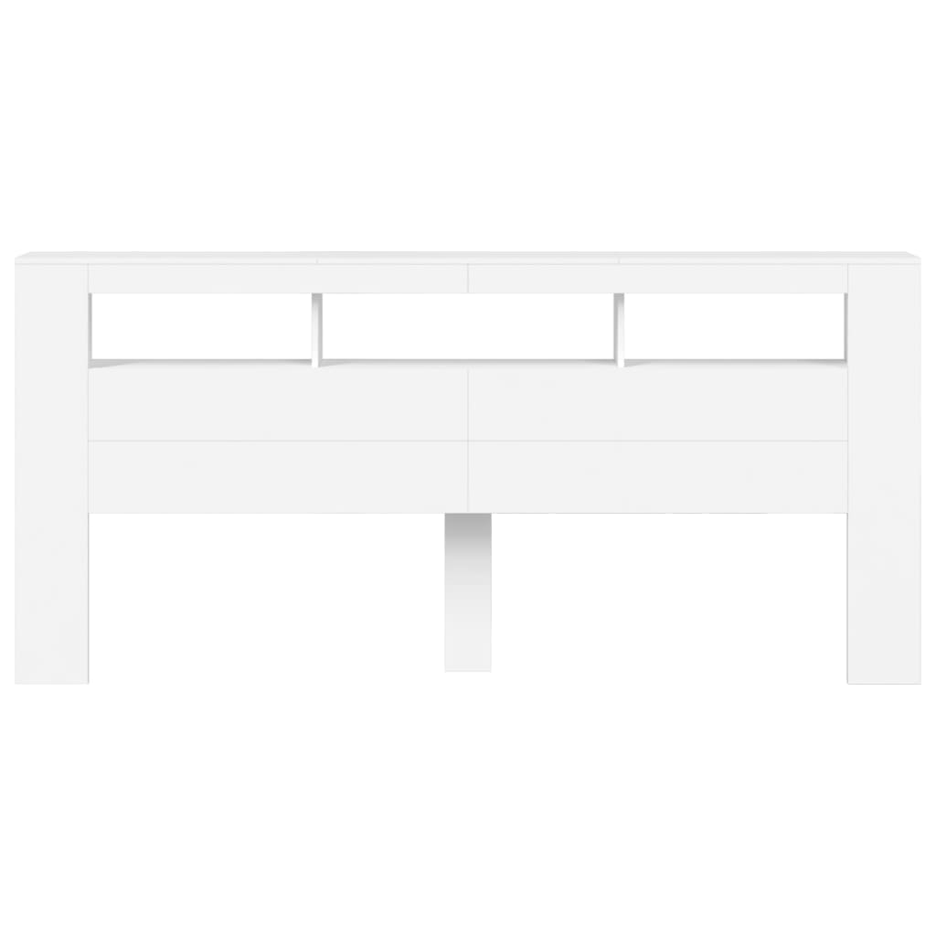 Cabeceira cama c/ LEDs 220x18,5x103,5 cm deriv. madeira branco