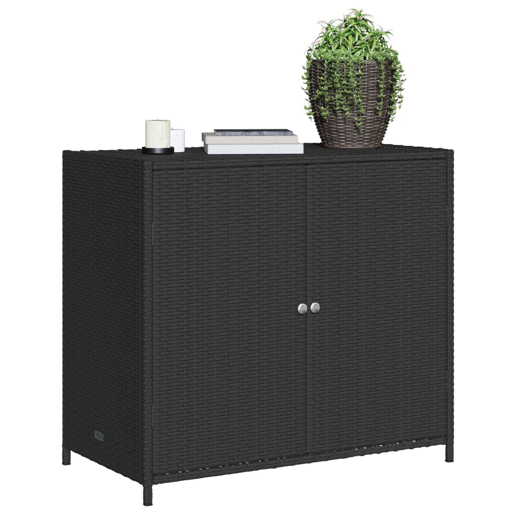 Armário de arrumação p/ jardim 83x45x76 cm vime PE preto