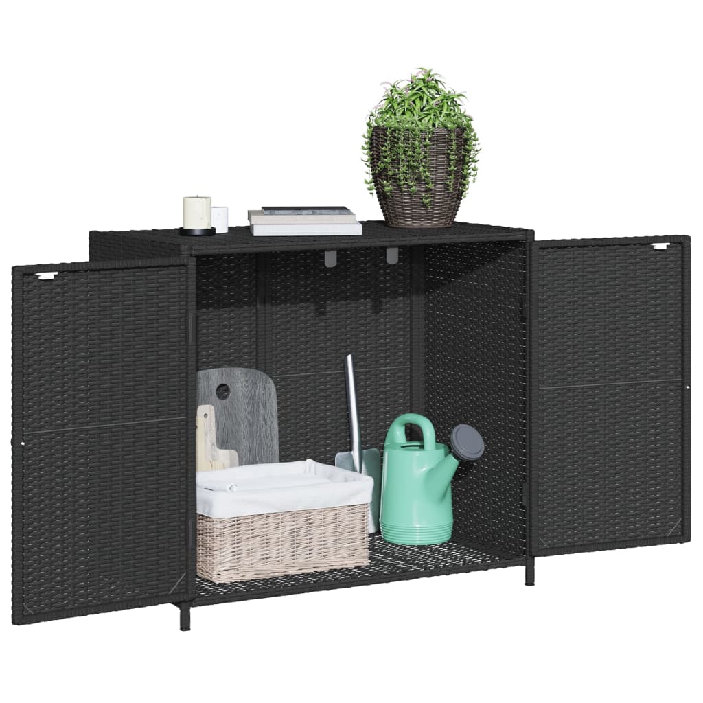 Armário de arrumação p/ jardim 83x45x76 cm vime PE preto