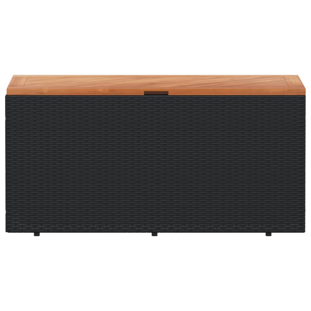 Caixa arrumação jardim 110x50x54 cm vime PE/acácia maciça preto