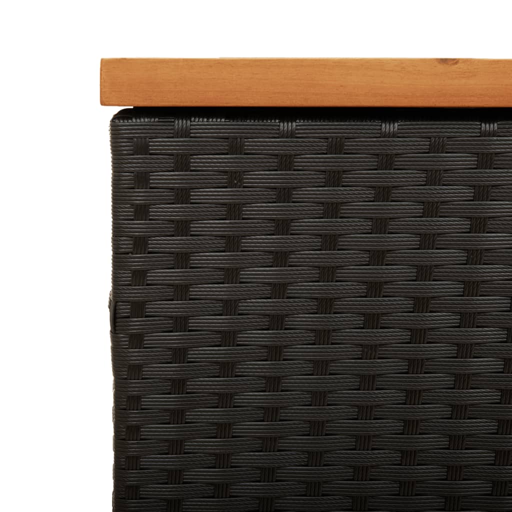 Caixa arrumação jardim 110x50x54 cm vime PE/acácia maciça preto