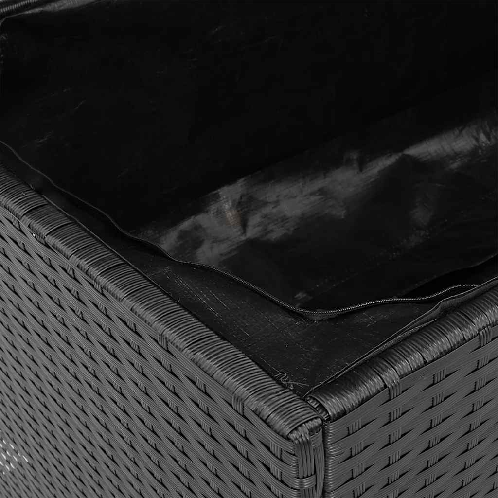 Caixa arrumação jardim 110x50x54 cm vime PE/acácia maciça preto