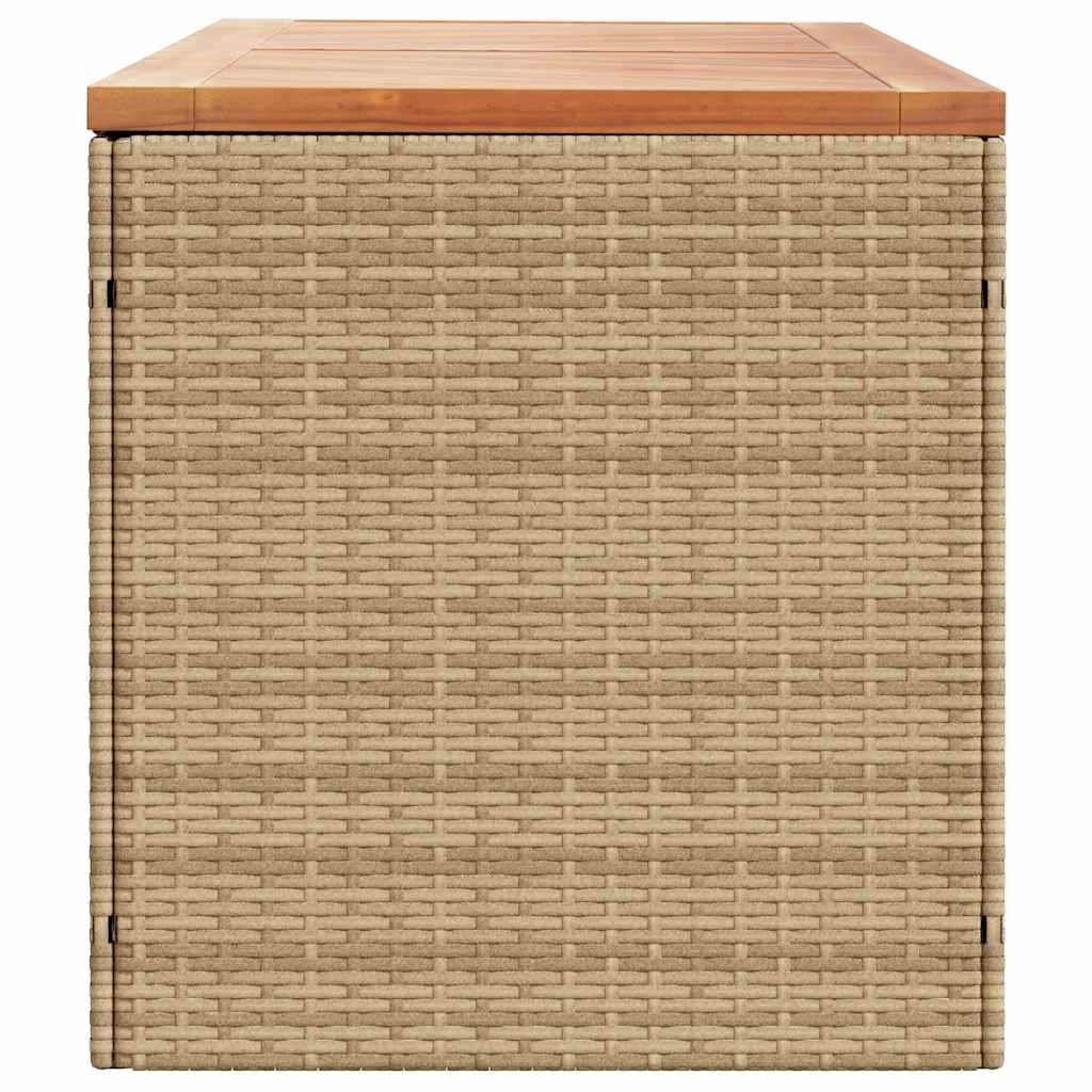 Caixa arrumação jardim 220x50x54 cm vime PE/acácia maciça bege