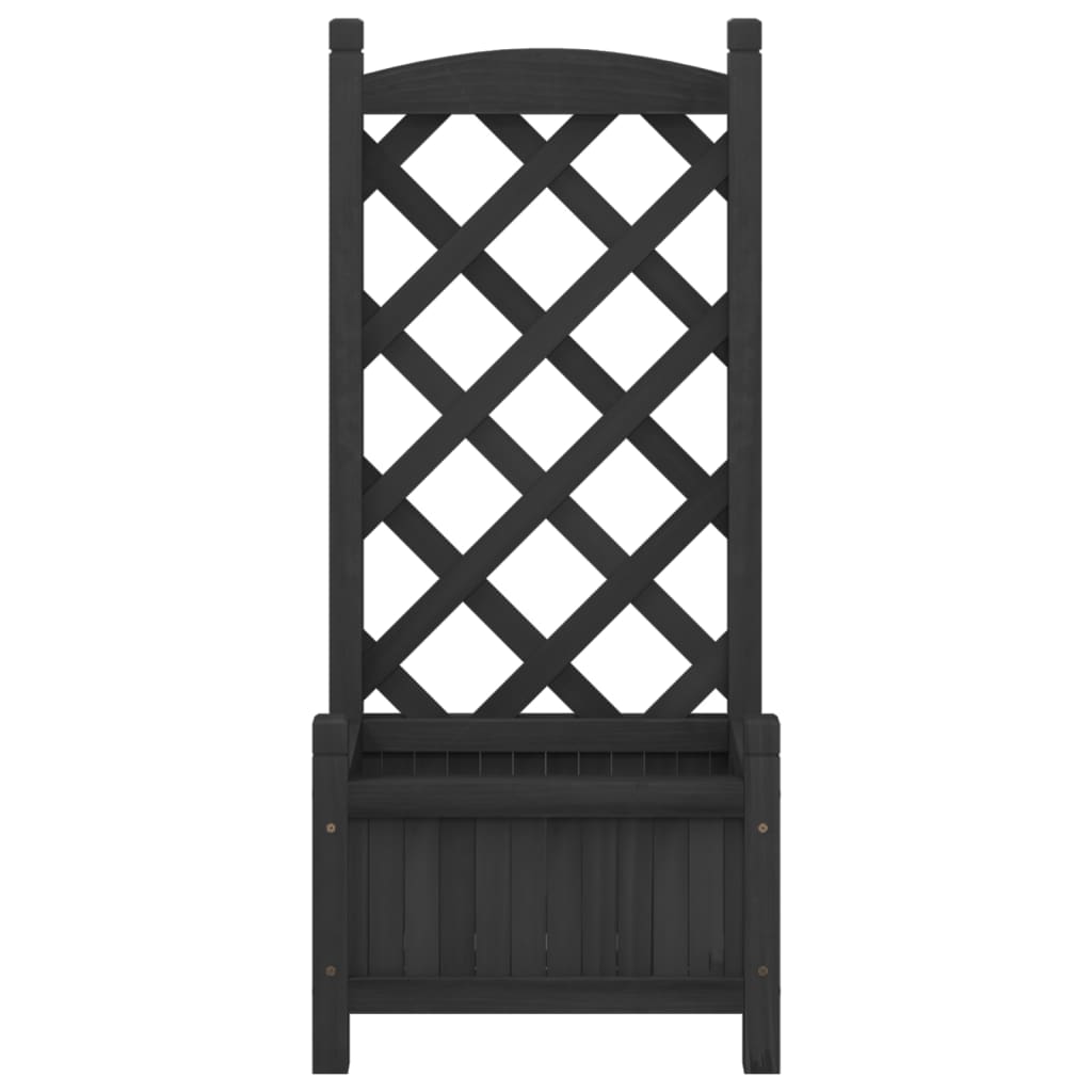 Vaso/floreira com treliça madeira de abeto maciça preto