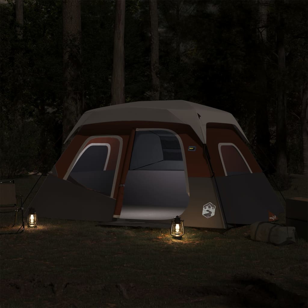 Tenda familiar LED 6 p. libertação rápida cinza-claro/laranja
