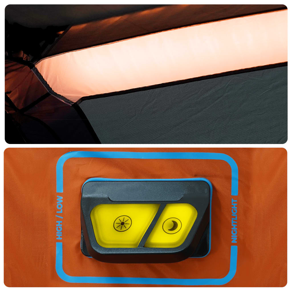 Tenda familiar LED 9 p. libertação rápida cinza-claro/laranja