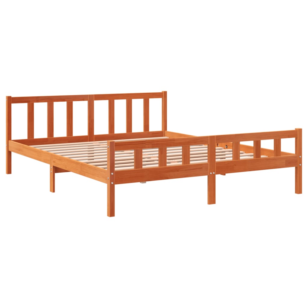 Cama sem colchão 180x200 cm pinho maciço castanho-mel