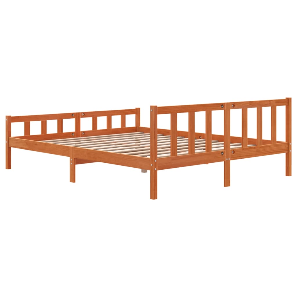 Cama sem colchão 180x200 cm pinho maciço castanho-mel