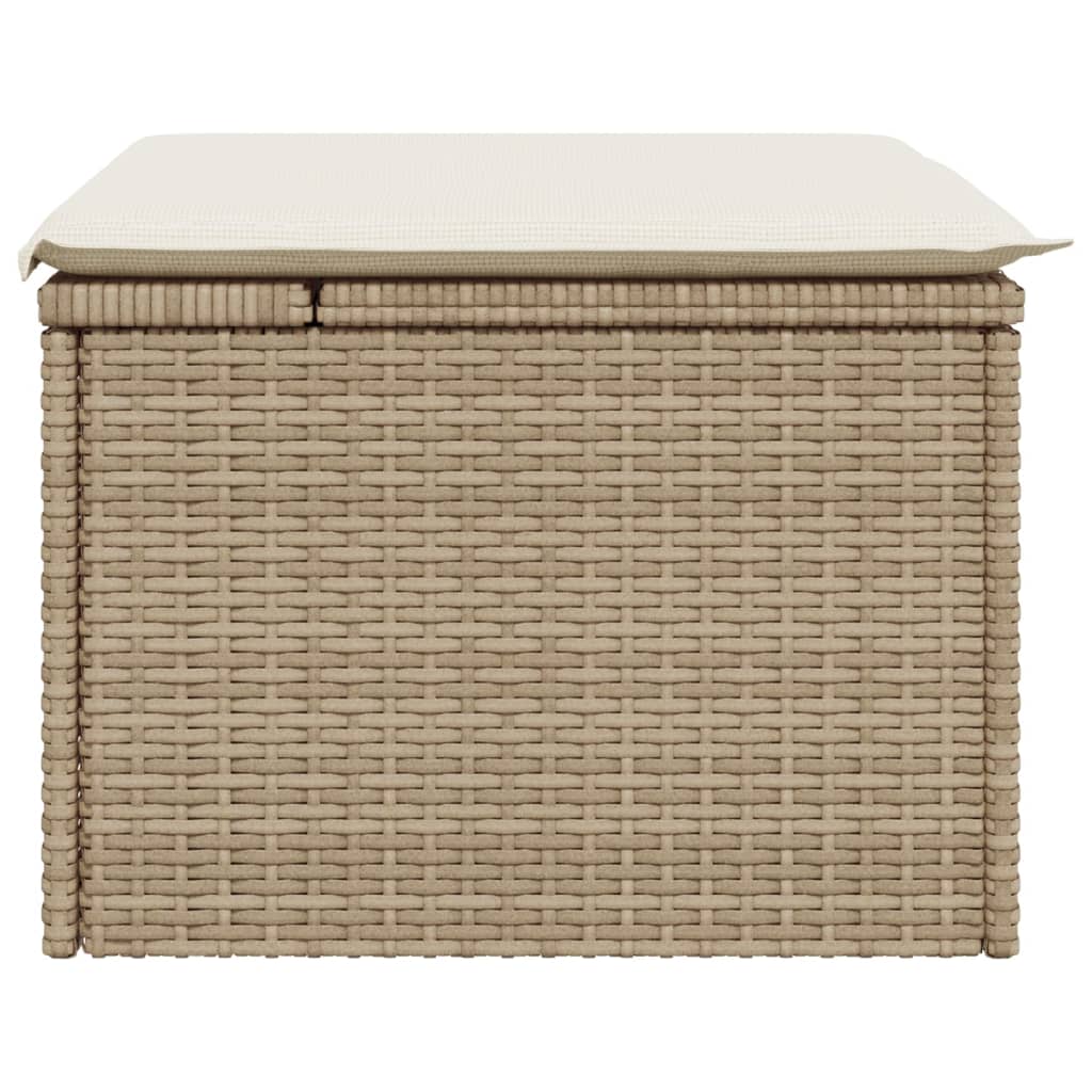 Banco de jardim com almofada 55x55x37 cm vime PE bege