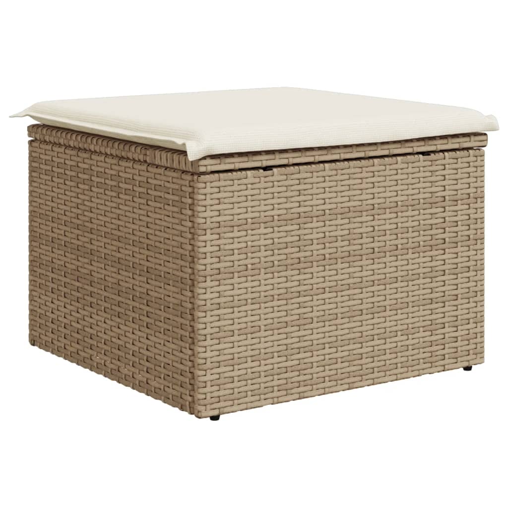 Banco de jardim com almofada 55x55x37 cm vime PE bege