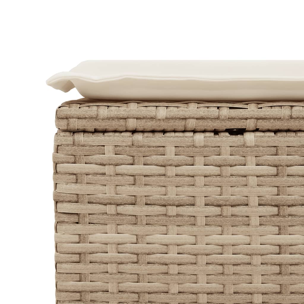 Banco de jardim com almofada 55x55x37 cm vime PE bege
