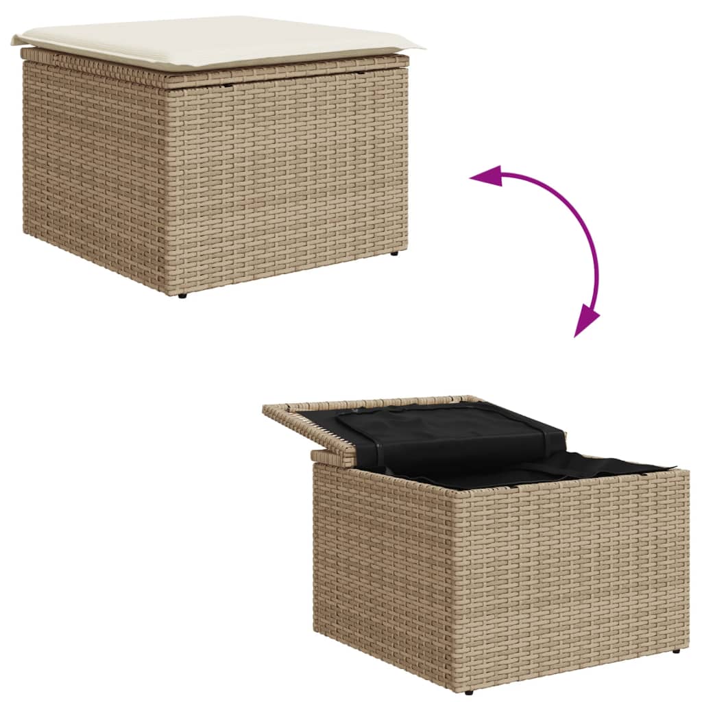 Banco de jardim com almofada 55x55x37 cm vime PE bege