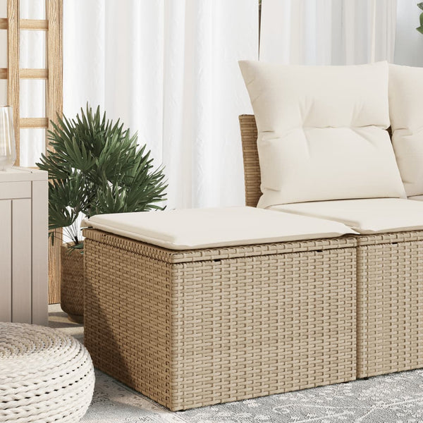 Banco de jardim com almofada 55x55x37 cm vime PE bege