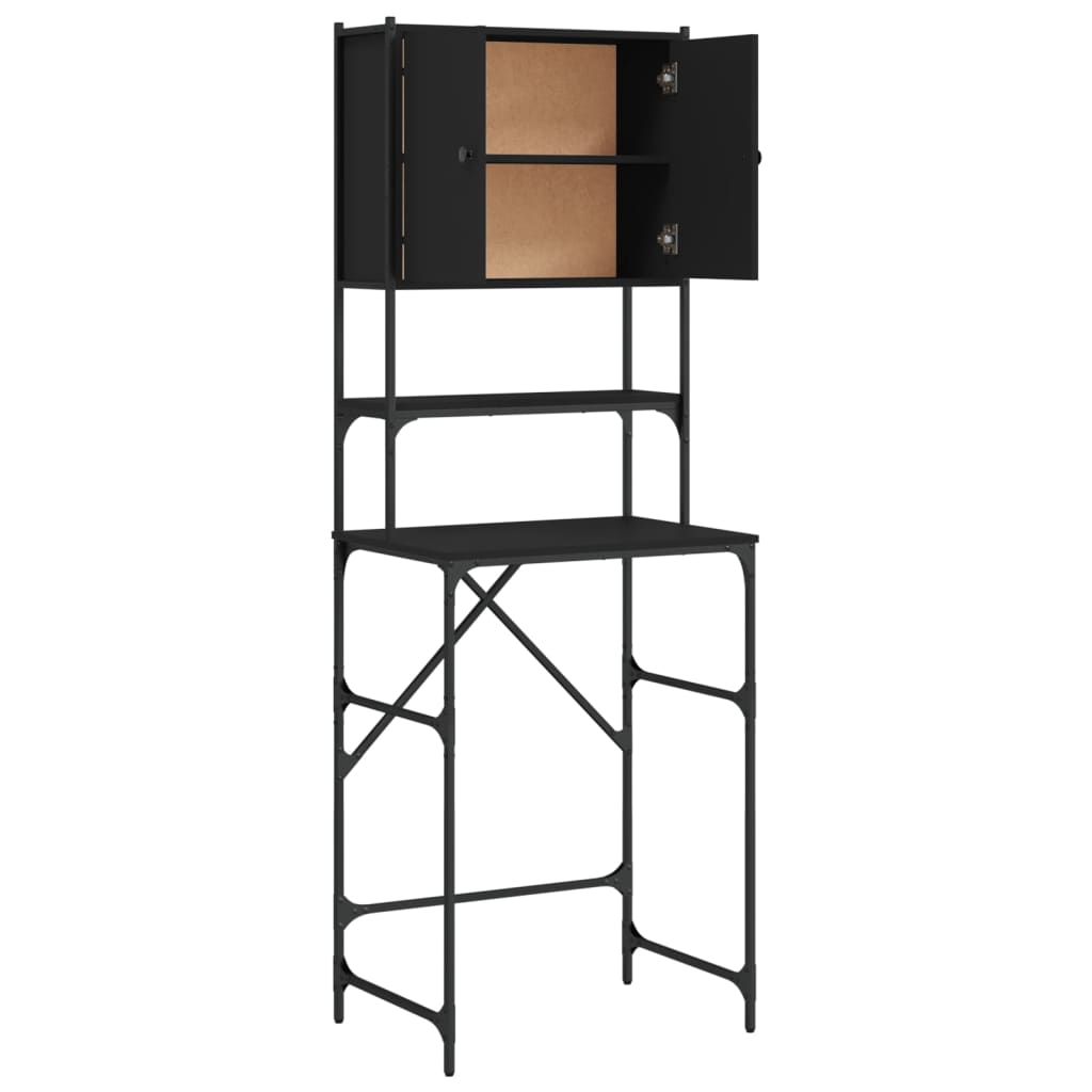 Armário sanita/máquina de lavar 68x48,5x194 cm preto