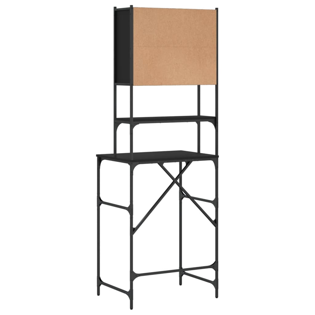 Armário sanita/máquina de lavar 68x48,5x194 cm preto