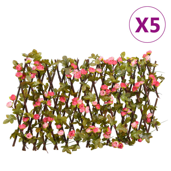 Treliça hera artificial extensível 5 pcs 180x20 cm rosa escuro