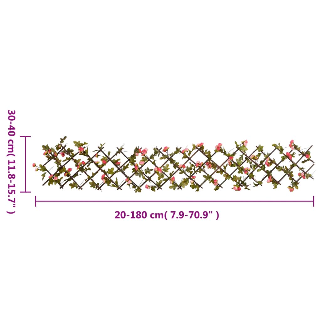 Treliça hera artificial extensível 5 pcs 180x20 cm rosa escuro