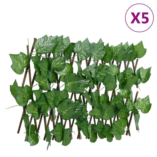 Treliça de videira artificial extensível 5 pcs 180x20 cm verde