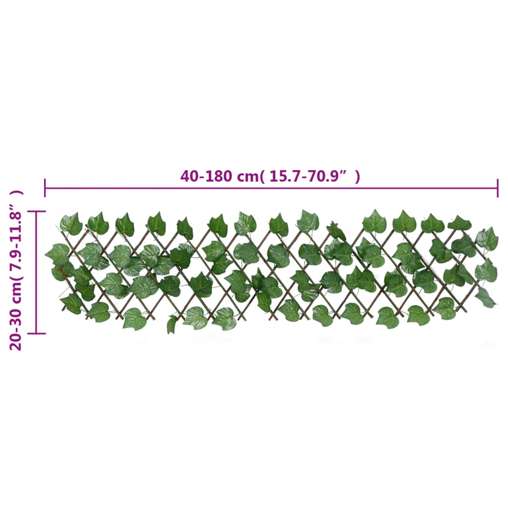 Treliça de videira artificial extensível 5 pcs 180x20 cm verde
