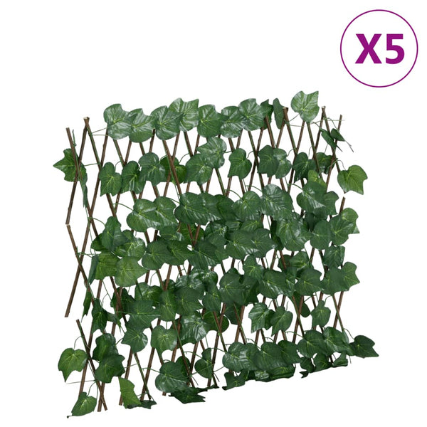 Treliça de videira artificial extensível 5 pcs 190x60 cm verde