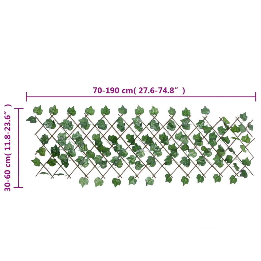 Treliça de videira artificial extensível 5 pcs 190x60 cm verde