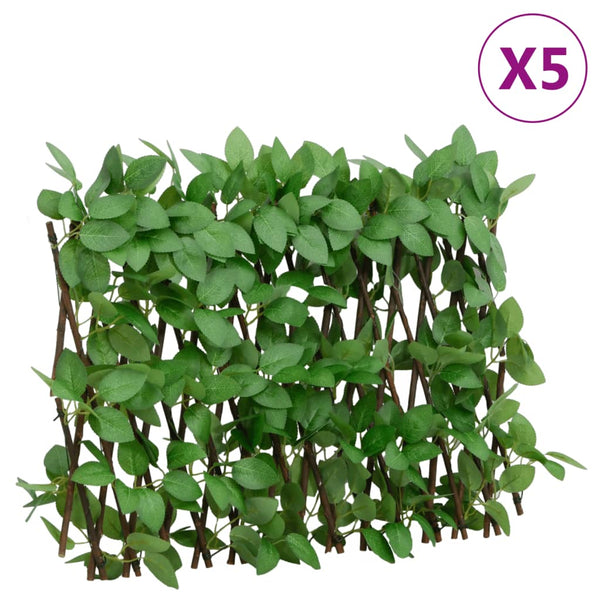 Treliça de hera artificial extensível 5 pcs 180x30 cm verde