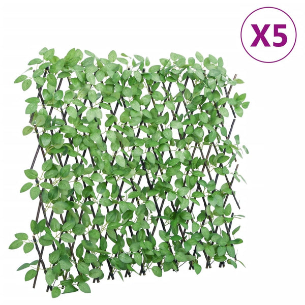 Treliça de hera artificial extensível 5 pcs 180x65 cm verde