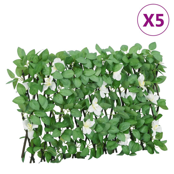  Treliça de hera artificial extensível 5 pcs 180x30 cm verde