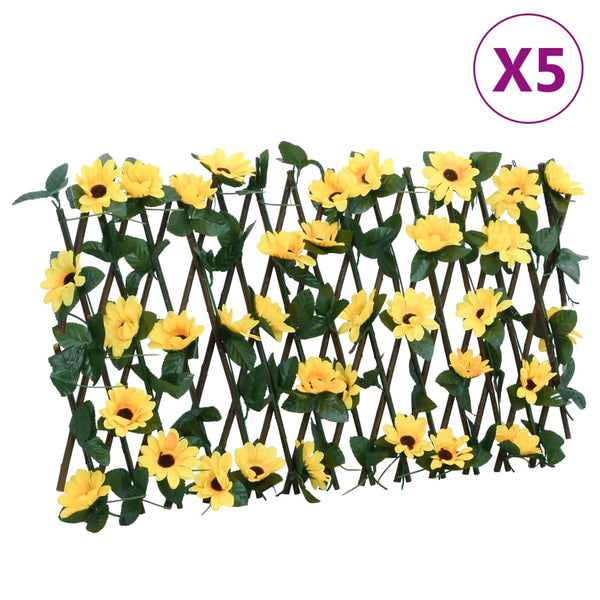 Treliça de hera artificial extensível 5 pcs 180x20 cm amarelo