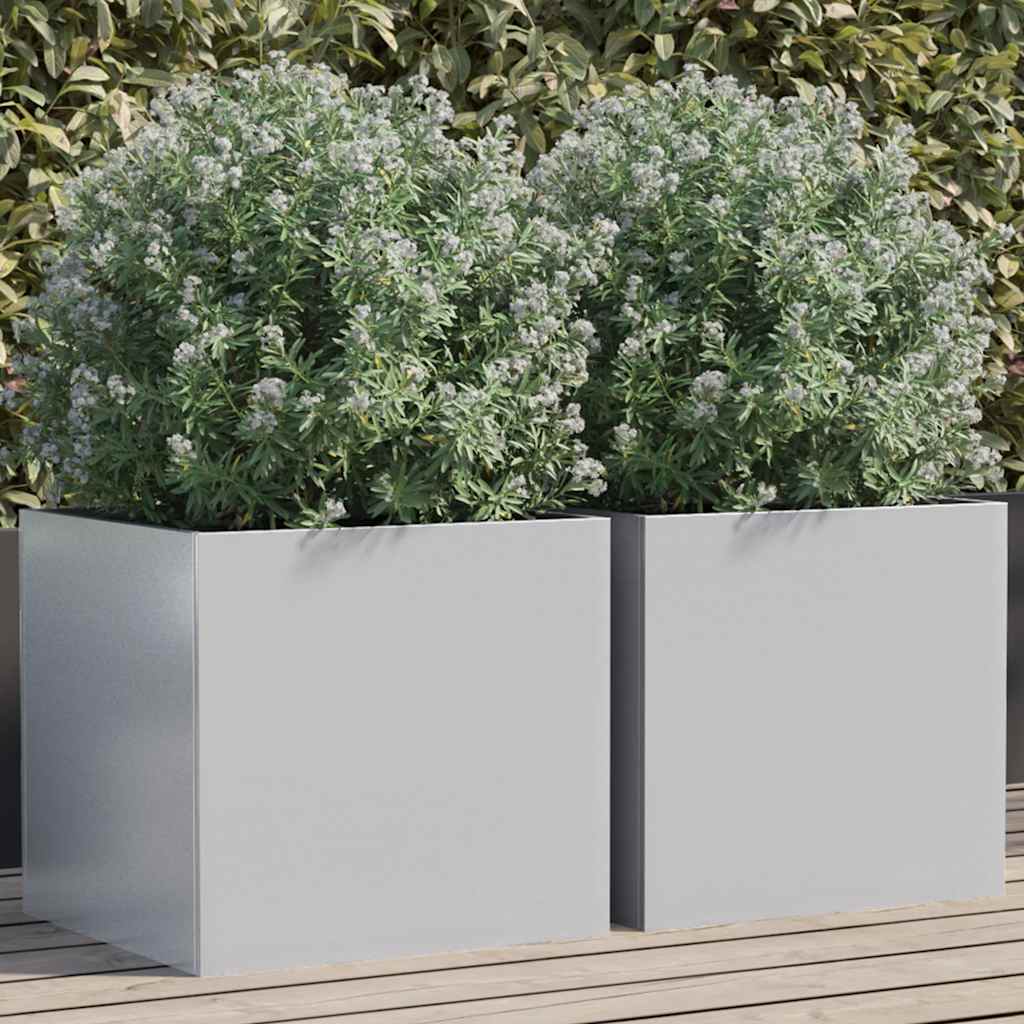 Vasos/floreiras 2 pcs 42x40x39 cm aço galvanizado prateado
