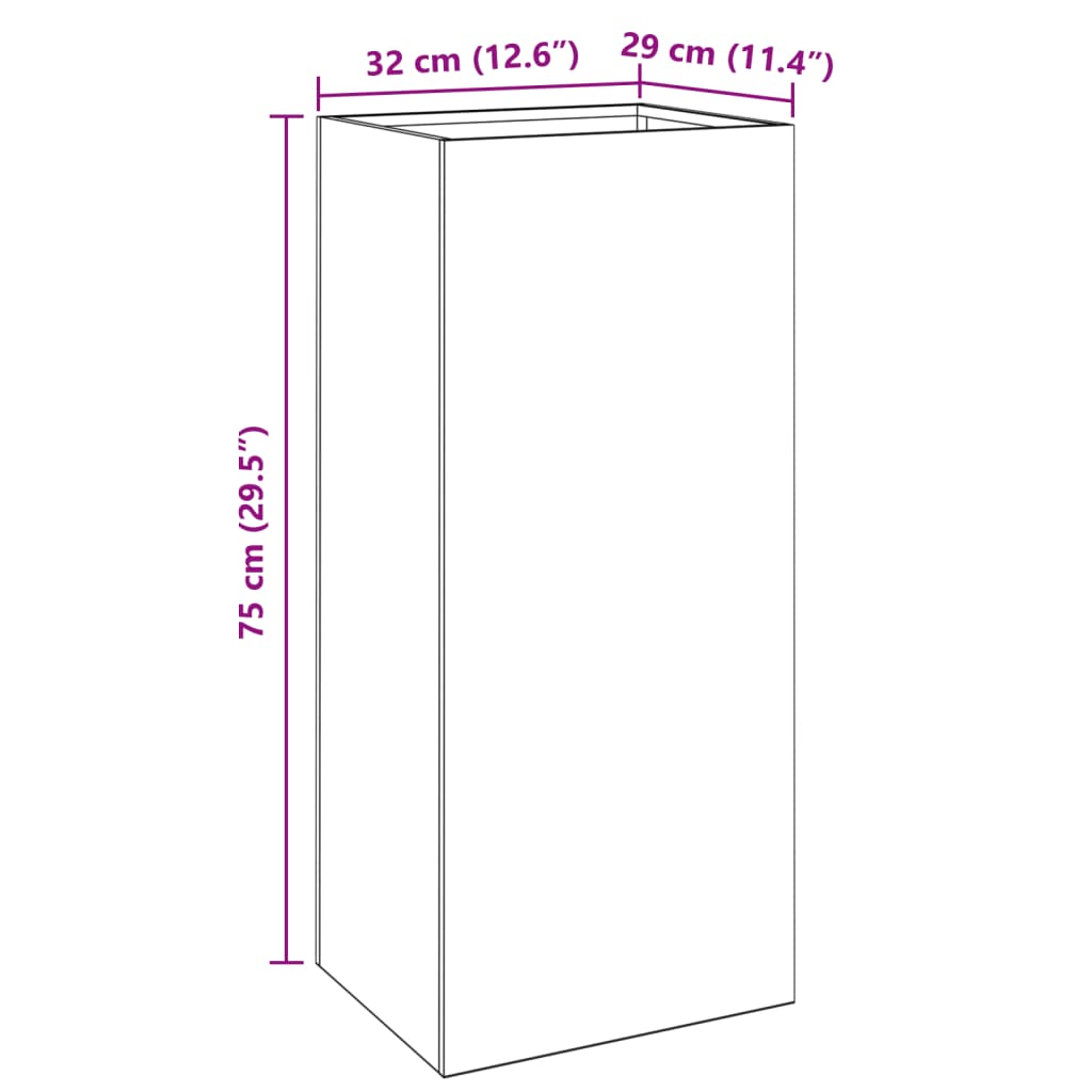 Vaso/floreira 32x29x75 cm aço antracite
