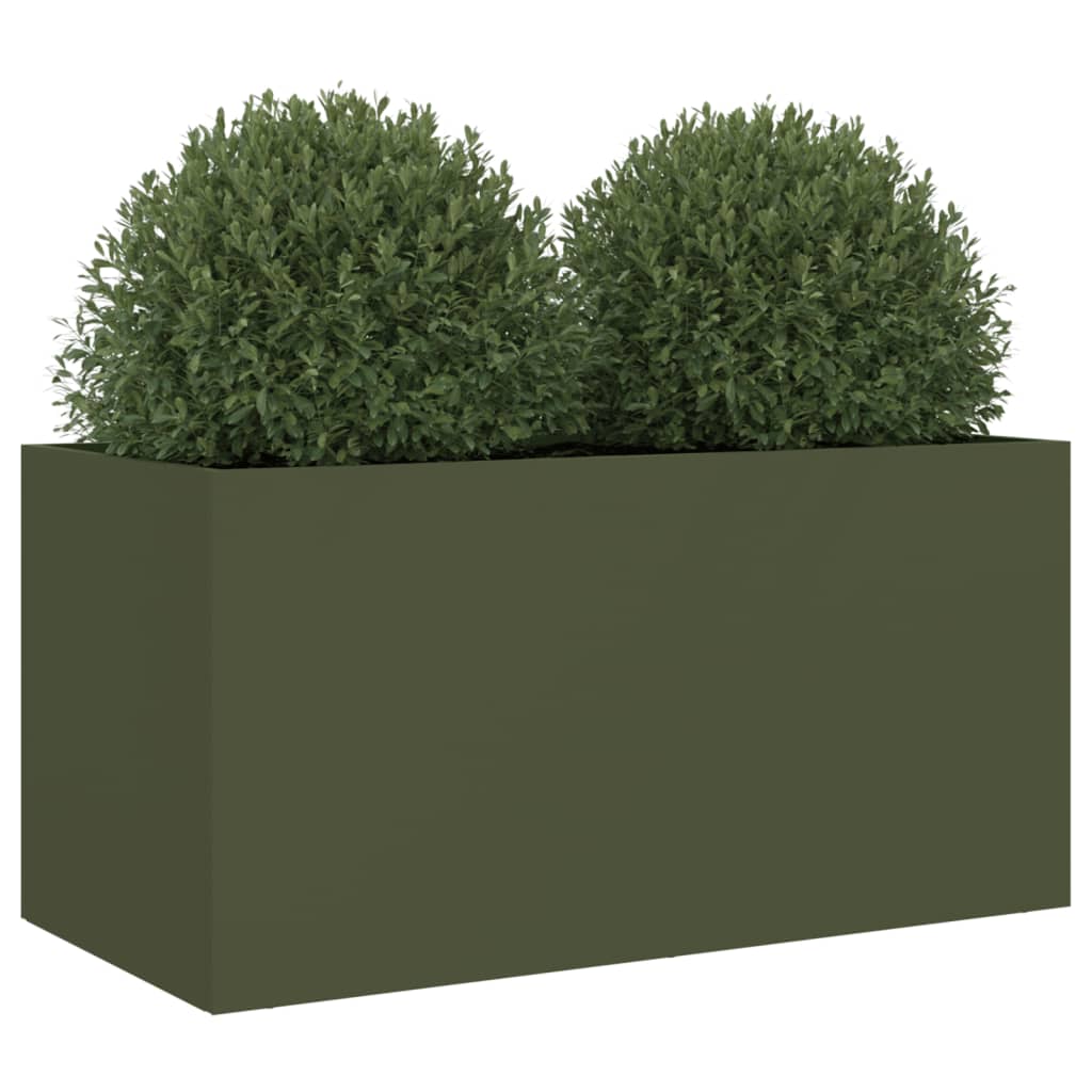 Vaso/floreira 62x30x29 cm aço verde azeitona