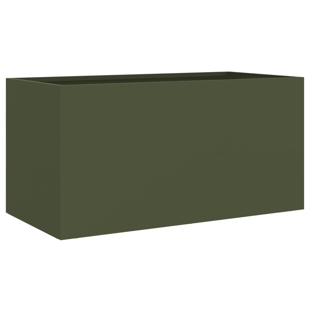 Vaso/floreira 62x30x29 cm aço verde azeitona