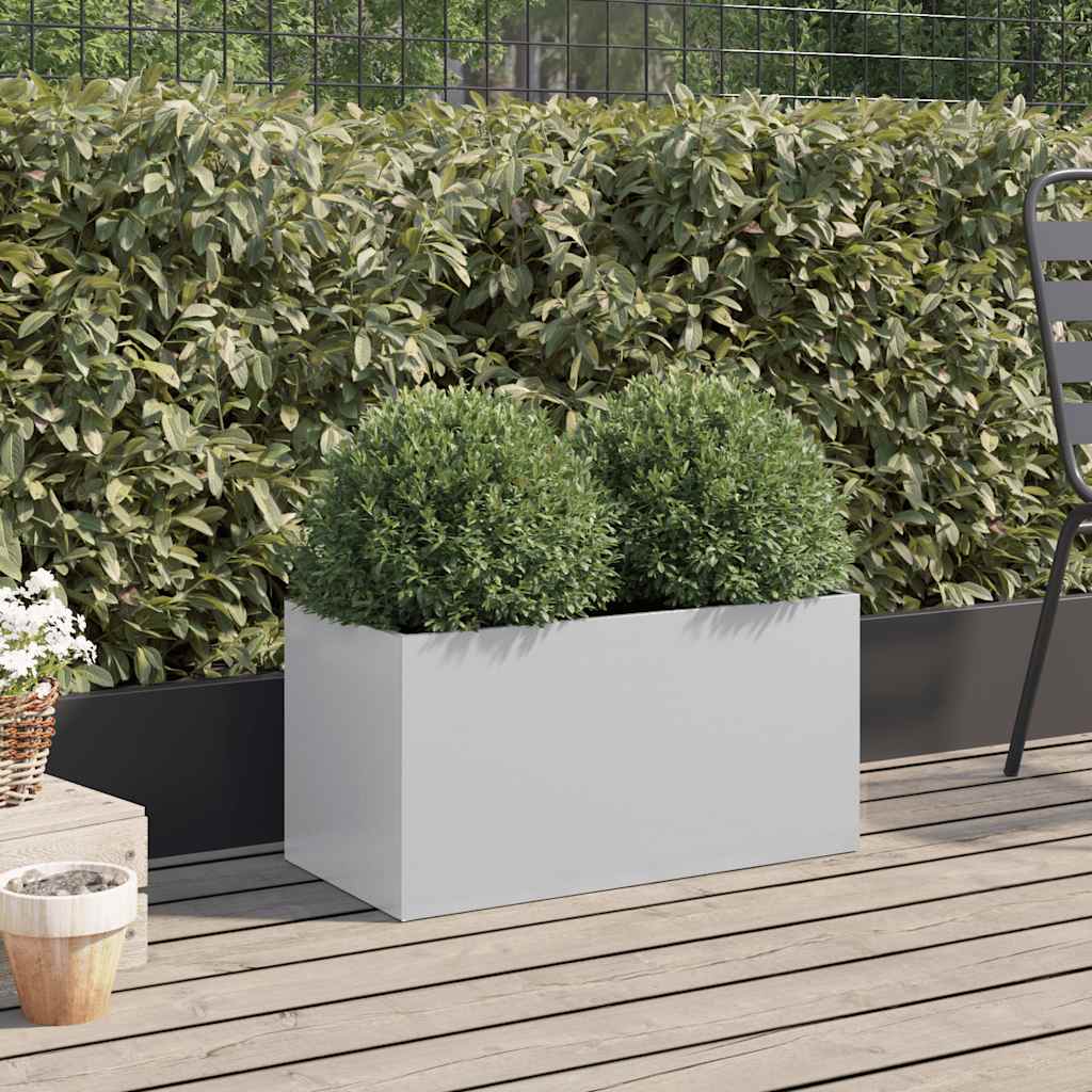 Vaso/floreira 62x30x29 cm aço galvanizado prateado