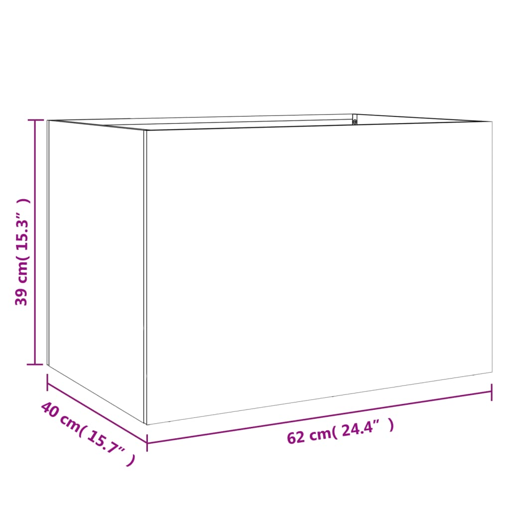 Vaso/floreira 62x40x39 cm aço preto