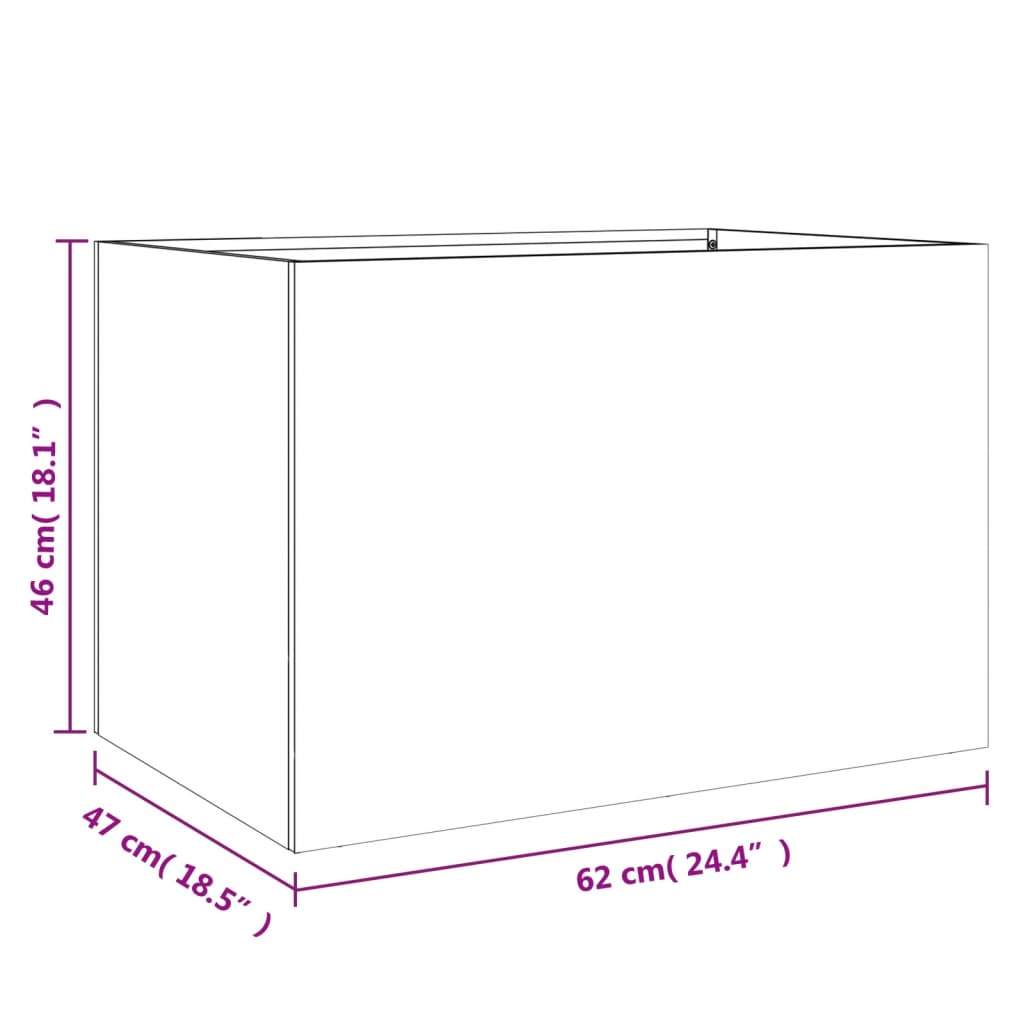 Vaso/floreira 62x47x46 cm aço branco