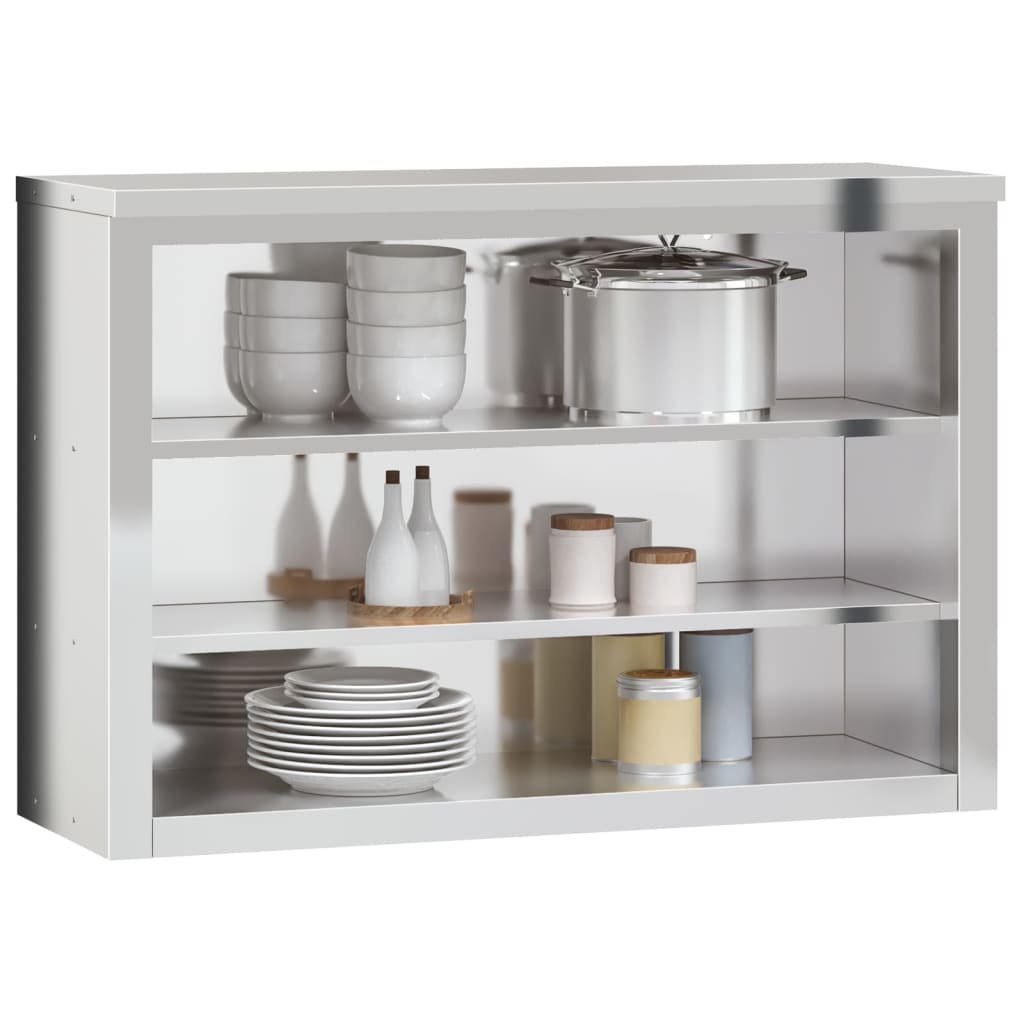 Armário de parede para cozinha com prateleiras aço inoxidável