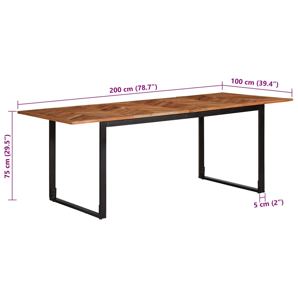 Mesa de jantar 200x100x75 cm Madeira maciça de Acácia