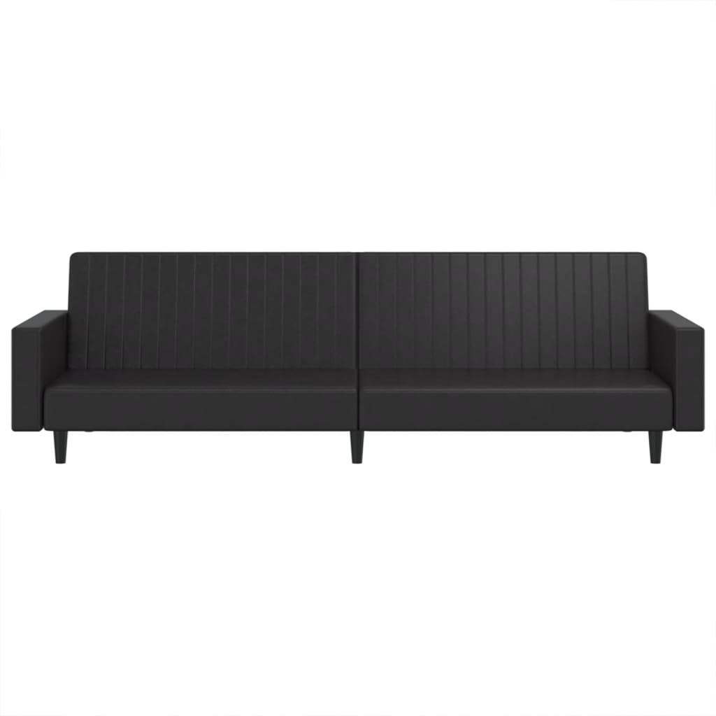 Sofá-cama de 2 lugares couro artificial preto
